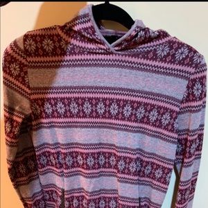 Cozy pullover sweatshirt with hood and fun design